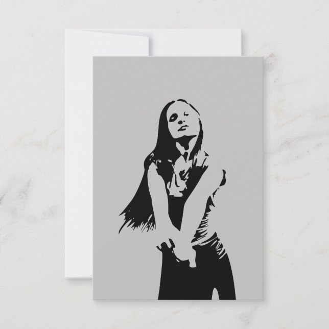 Modische Black Dancing Girl Silhouette Karte (Vorderseite)