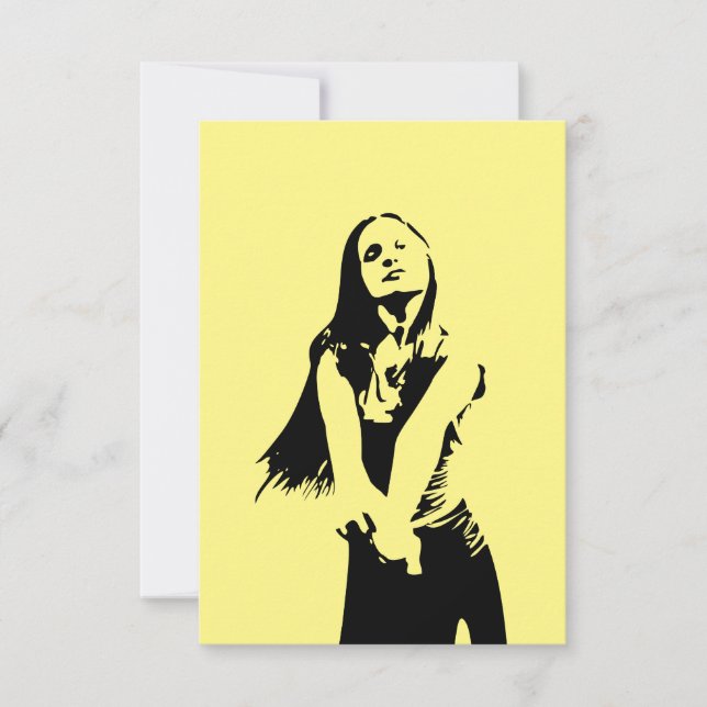 Modische Black Dancing Girl Silhouette Karte (Vorderseite)