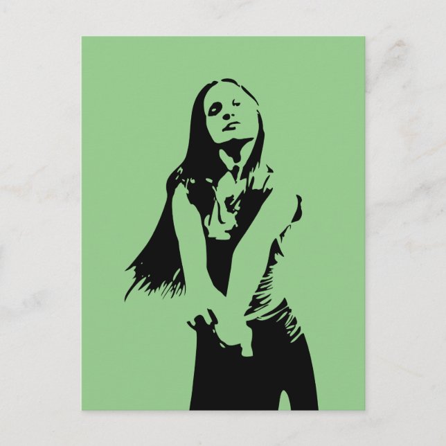 Modische Black Dancing Girl Silhouette Postkarte (Vorderseite)