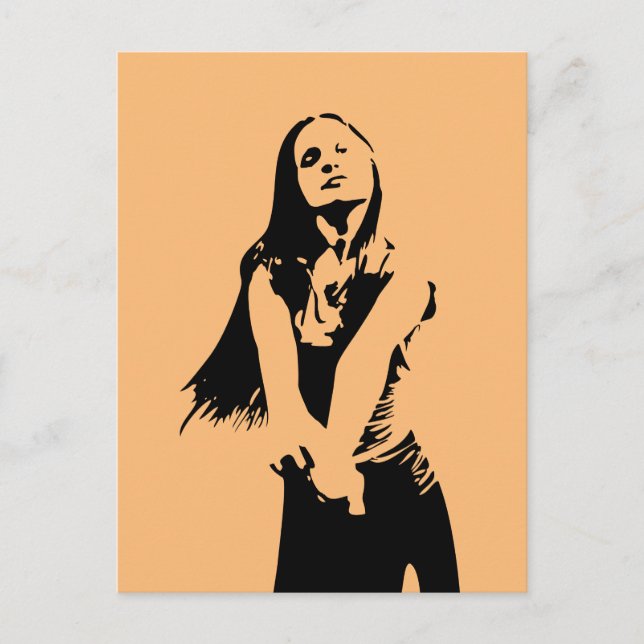 Modische Black Dancing Girl Silhouette Postkarte (Vorderseite)
