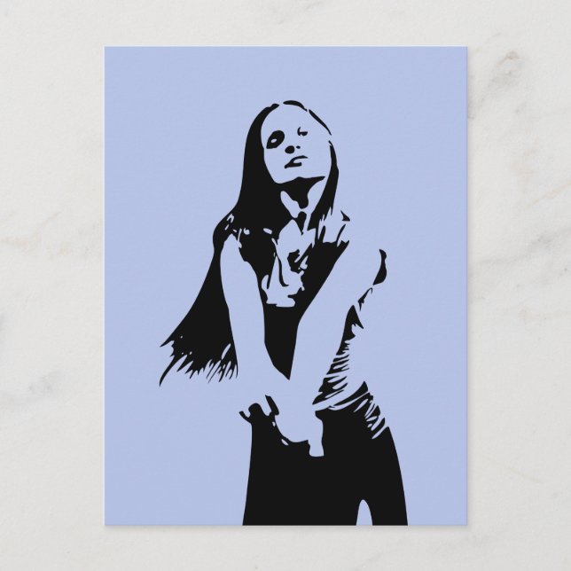 Modische Black Dancing Girl Silhouette Postkarte (Vorderseite)