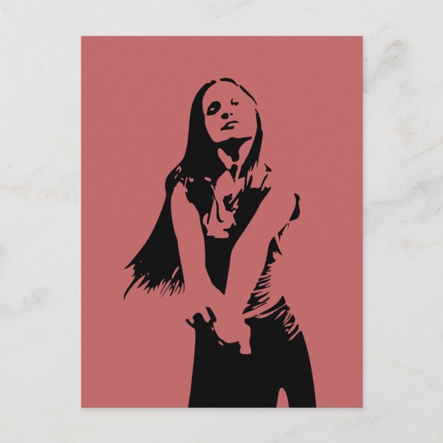 Modische Black Dancing Girl Silhouette Postkarte (Vorderseite)