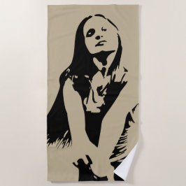 Modische Black Dancing Girl Silhouette Strandtuch