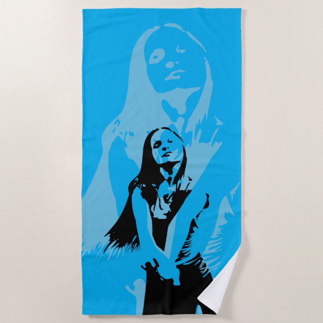 Modische Black Dancing Girl Silhouette Strandtuch (Vorderseite)
