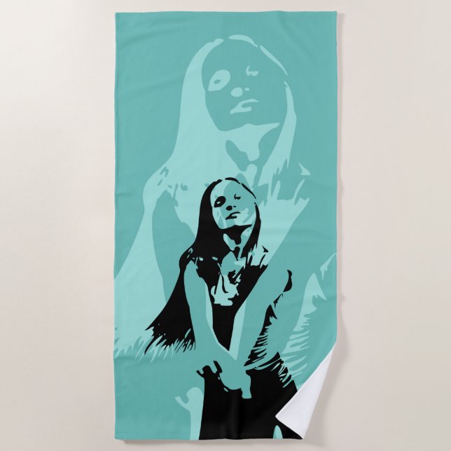 Modische Black Dancing Girl Silhouette Strandtuch (Vorderseite)