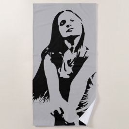 Modische Black Dancing Girl Silhouette Strandtuch
