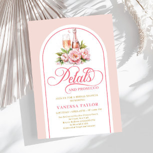 Modische Blüten und Prosecco-Roségold-Feier Einladung