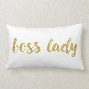Modische Chef-Dame In Gold Decorative Script Lendenkissen