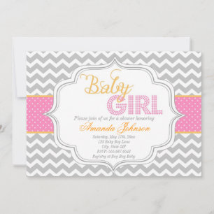Modische Chevron-Einladung zur Babyparty für Mädch Einladung