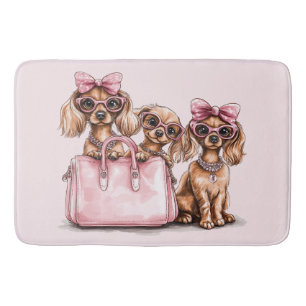 Modische Dackel Hunde rosa Purpur Badematte