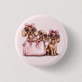 Modische Dackel Hunde rosa Purpur Button