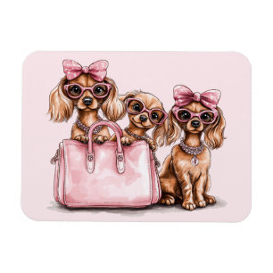 Modische Dackel Hunde rosa Purpur Magnet