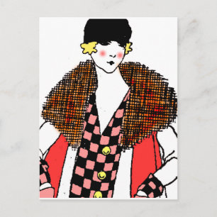 modische Dame Postkarte