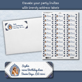 Modische Denim Birthday Foto Address Labels