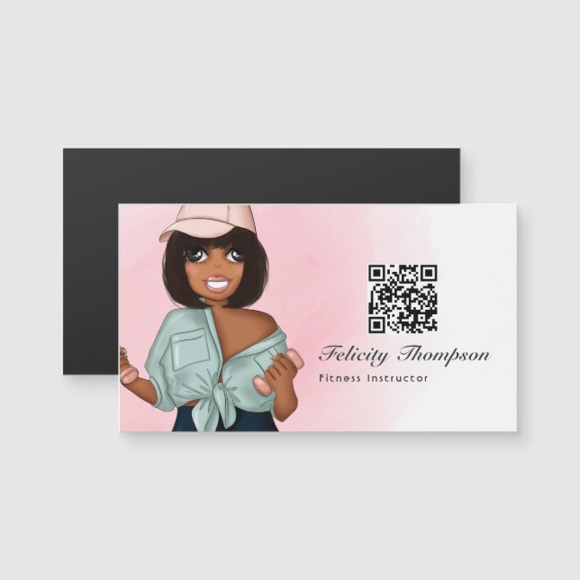 Modische Fitness Instructor Frau Magnetkarte (Vorne/Hinten)