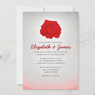Modische florale schwarze und rote Hochzeitseinlad Einladung