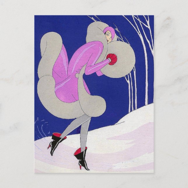 Modische Frau im Winter Postkarte (Vorderseite)