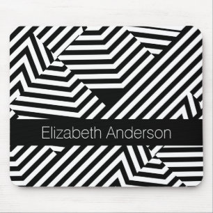 Modische geometrische Schwarzweiss-Streifen mit Mousepad
