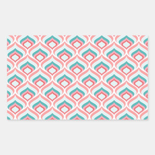 Modische girly Pfaufeder formt Retro Muster Rechteckiger Aufkleber