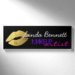 Modische Goldlippen für Maskenbildner Namenschild