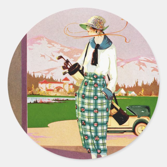Modische Golftasche Runder Aufkleber (Vorderseite)