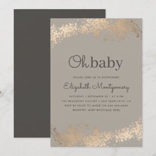 Modische Greige u. Goldstaub-oh Babyparty Einladung
