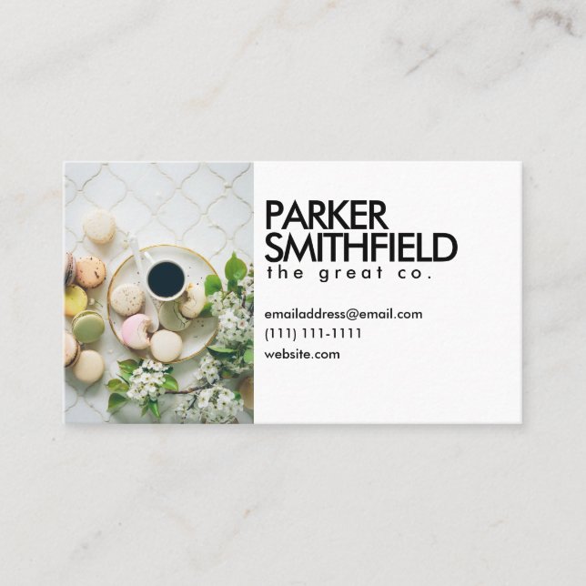 Modische Kaffeestube-Makronen Visitenkarte (Vorderseite)