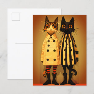 Modische Katzen – Verrückte Katzenmäntel und Stief Postkarte