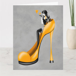Modische Lady in Stiletto Greetings Card Karte