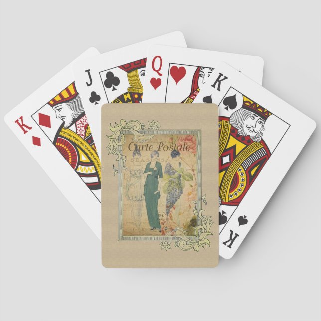 Modische Pariser Damen spielen Karten Spielkarten (Rückseite)