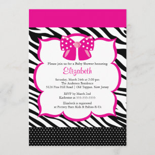Modische rosa Zebra-Rahmen-Babyparty-Einladung Einladung