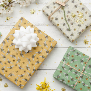 Modische Salbei- und Gelbe Honigbienen für Frühlin Geschenkpapier Set
