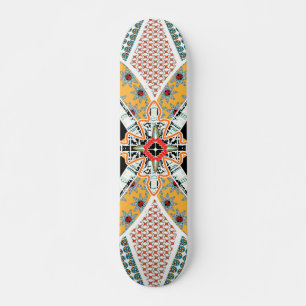 Modische schwarze rote gelbe Stammes- Skateboard