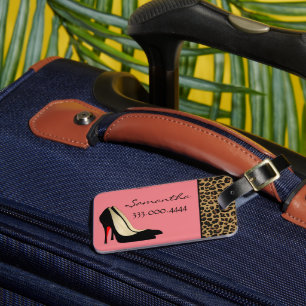 Modische Schwarze Silettos Personalisiert Gepäckanhänger