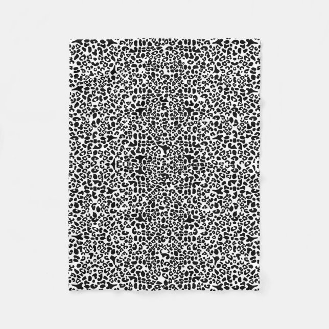 Modische Schwarzweiss-Leopard-Druck-Tier-Stellen Fleecedecke (Vorderseite)