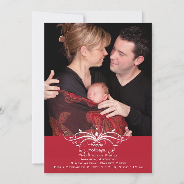 Modische Scroll - Foto Urlaubskarte Feiertagskarte (Vorderseite)