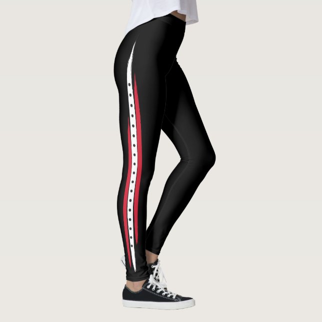 Modische Seitenstreifen-Mode-rote weiße schwarze Leggings (Rechts)