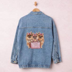 Modische Spitz Hunde rosa Purpur Jeansjacke