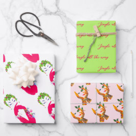 Modische Vintage Frauen jingle Geschenkpapier Set