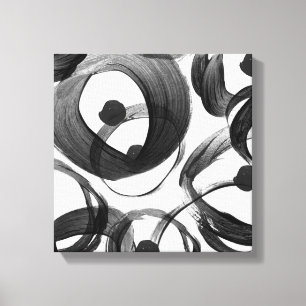 Modische weiße schwarze Aquarell Leinwanddruck