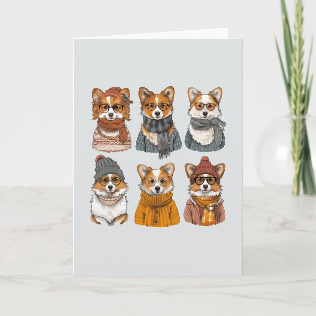 Modische Welsh Corgi Hunde Karte (Vorderseite)