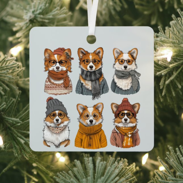 Modische Welsh Corgi Hunde Ornament Aus Metall (InSitu)