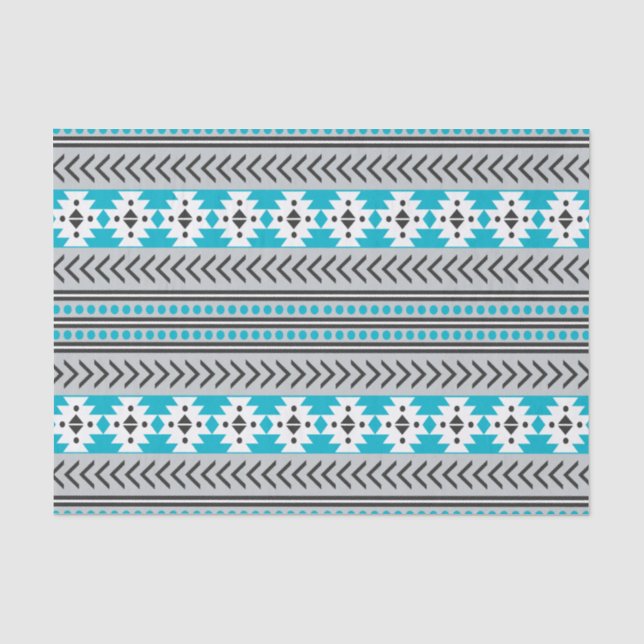 Modischer aztekischer Stammes- Druck-geometrisches Seidenpapier (Vorderseite)