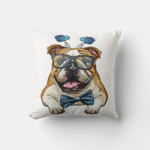 Modischer Bulldog-Hipster Kissen