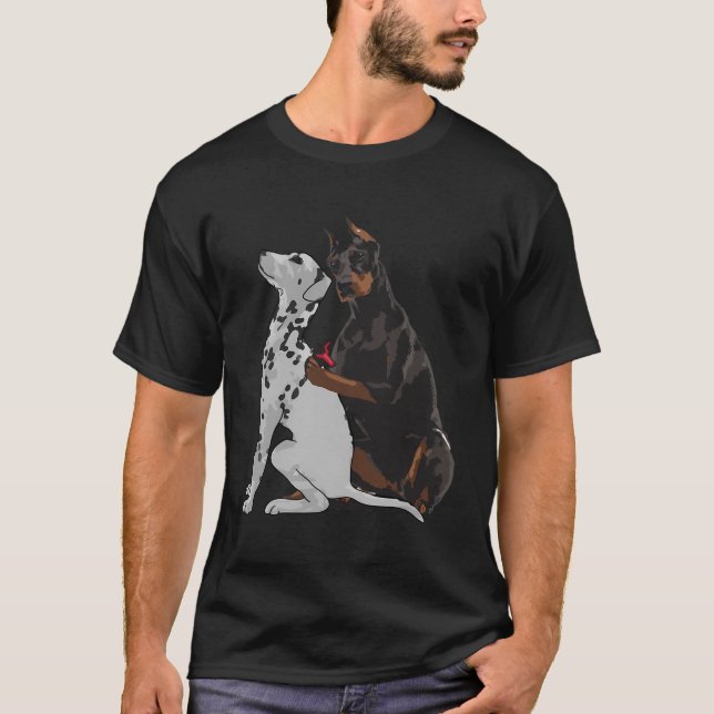 Modischer Doberman Tattooing Dalmatiner Dog T-Shirt (Vorderseite)