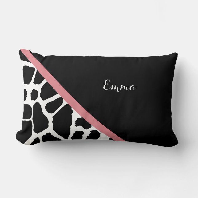 Modischer Giraffen-Druck-rosiger rosa Streifen mit Lendenkissen (Vorderseite)