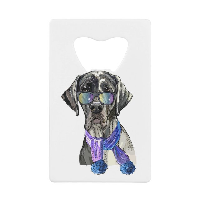 Modischer Great Dane Hipster Geldbeutel Flaschenöffner (Vorderseite)