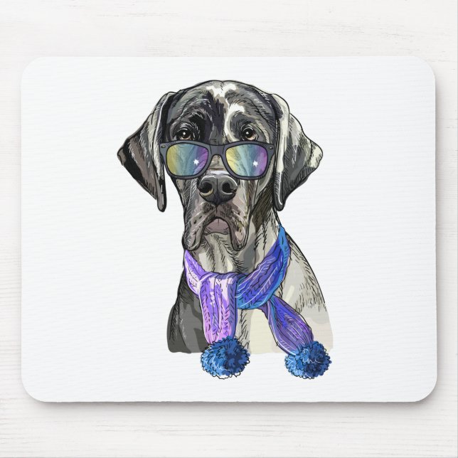Modischer Great Dane Hipster Mousepad (Vorne)