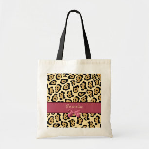 Modischer Jaguar-Druck mit rosa Band-Bogen und Tragetasche