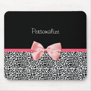 Modischer Leopard-Druck und rosa Band mit Namen Mousepad